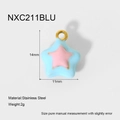 Colgante de estrella en acero inoxidable con esmalte azul y centro rosa, detalle de 14mm - Colgante de Estrella de Doble Capa Azul (NXC211BLU)