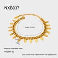 Parametri dettagliati delle dimensioni del bracciale a nappe in acciaio placcato 18K - Oro