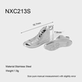 Vista detallada del dije de zapato en acero inoxidable con medidas de tamaño precisas - Colgante de Zapatilla Alta Plateado (NXC213S)
