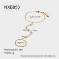 Détail du bracelet bague plaqué or 18K avec pendentifs en zircon et dimensions - NXB053
