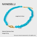 Blue cat-eye beaded necklace with stainless steel lobster clasp and 42.5cm length - Blue Cat Eye Style (NXN65BLU)