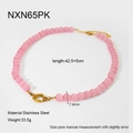 Pink cat eye glass bead necklace with gold stainless steel clasp and extension chain - Pink Cat Eye Style (NXN65PK)