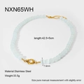 Cat eye glass bead necklace with stainless steel lobster clasp and extender chain - White Cat Eye Style (NXN65WH)