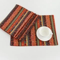 Ethnic red striped cotton linen placemat set with bohemian patterns on white background - Red Stripes