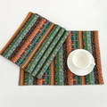 Bohemian striped table mat set with colorful geometric patterns and heat resistance - Green Striped (32x45)