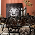 Rectangular leopard and animal print tablecloth with geometric retro pattern border - 140-260 / Geometric Leopard Without Lace
