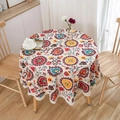 Bohemian round tablecloth with mandala patterns and white embroidered lace edges - Round 150cm / Sunflower With Lace