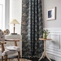 Blue oil painting floral curtains with tassel trim in vintage French country style room - 150*160 / Blue Oil Painting Flower Jacquard (Rod Pocket)