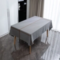 Tovaglia moderna con motivo pied de poule grigio e arancione in lino intrecciato - Fantasia Pied De Poule Grigia Senza Pizzo. / 140-260
