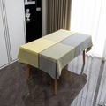 Rectangle tablecloth featuring yellow and grey houndstooth pattern with striped accents - Yellow Houndstooth Pattern Without Lace. / 140-160