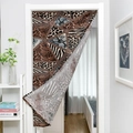 Modern animal print door curtain with leopard and zebra patterns in brown and blue - Triangle Leopard Print