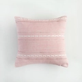 Pink minimalist embroidered square throw pillow cover with white stripe pattern - Standard Size / Pink Lined Style