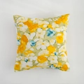 Floral print square cushion cover with vibrant yellow and orange flowers on green background - Yellow Floral / 60x60cm