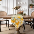 Floral table runner with yellow and orange flower prints for home decor - Table Runner 30x140cm / Yellow Floral Double Layer Pointed