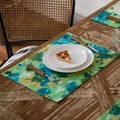 Rechthoekige katoenen linnen placemat met blauwe en groene marmeren tie-dye print voor tafel - 32x45 / Groen Camouflage