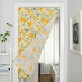 Floral fabric door curtain with yellow and blue flower patterns in a modern home - Yellow Floral