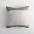 Square dark grey throw pillow cover with white geometric diamond texture and woven stripe - Standard Size / Grey Geometric Style