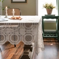 Bohemian style white crochet lace tablecloth with round flower pattern for table decor - White Water Soluble 2 / 100*130cm