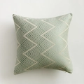Coussin moderne avec motif jacquard géométrique à losanges en vert sauge et crème - 60x60cm / Housse de Coussin Vague Verte