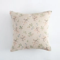 Funda de cojín de lino beige con estampado floral vintage y diseño de flores - 45x45cm / Flores Finas