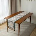 Vintage-Jacquard-Tischläufer mit lila Geometriemuster und goldenen Quastenfransen - 35X140cm / Lila Knoten Kaffee Quaste