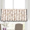 Short bohemian floral curtain with black tassels and geometric patterns for kitchen decor - Custom Size / Camellia