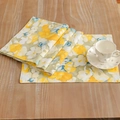 Pastoral floral place mat set with vibrant yellow blossoms on high-quality cotton linen fabric - Yellow Floral