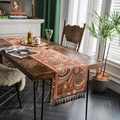 Retro Jacquard table runner with orange paisley pattern and elegant tassels for dining room decor - 35*140cm / Conch Pattern (Conch Style)
