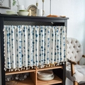 Blue striped blue pattern window valance with tassels for kitchen cabinets and shelves - Blue Electrocardiogram With Beige Broom Handle On Three Sides / 150*45cm