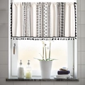 Boho short curtain with black geometric patterns and tassels for windows and cabinets - 150*45cm
