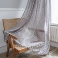 Grey crochet lace curtain with diamond patterns and tassel fringe for living rooms - Gray European Flower Crochet Style Hook Hanging / 150x260cm