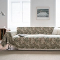 Green vintage floral jacquard sofa cover with fringe, thick country style knit throw blanket - Green Oil Painting White Fringe