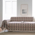 Bohemian geometric sofa cover with jacquard pattern and tassel edges in rustic style - Quadrangle Jacquard White Fringe
