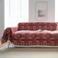 Ethnic style sofa cover in vintage red with geometric patterns and tassels - Red Badge Jacquard White Fringe