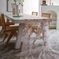 Pink sheer lace table runner with embroidered floral pattern for elegant dining decor - 100*150cm / Pink Polka Dot Mesh