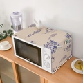 Beige cotton linen microwave dust cover with blue flower patterns and side pockets - 30*90cm / Blue Little Bee
