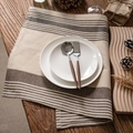 Linen striped dining mat with beige and brown patterns for rustic table decor - 40*60cm / Coffee Stripe Sides