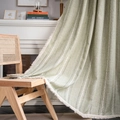 Green countryside bay window curtain with white embroidery and elegant tassels - 132*214 / Green (Rod Pocket)