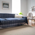 Dunkelblaue Häkel-Sofaüberwurf aus Baumwolle mit Vintage-Hohlmustern und Spitze - 180x180 / Marineblau (Quadratisch Häkeln)