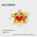 Detailed specs of 18K gold plated telephone charm with red heart, 13mm size - Red Heart Vintage Telephone Style (NXC296RD)