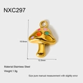 Dettaglio del ciondolo a fungo placcato oro 18K con pois colorati e dimensioni esatte - Stile Fungo a Pois Colorati (NXC297)