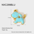 Dettaglio ciondolo a forma di cane in smalto azzurro dorato con misure precise - Stile Cucciolo Carino Blu Cielo (NXC299BLU)