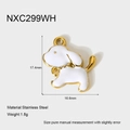 Schema dettagliato delle dimensioni del ciondolo a cane in acciaio inossidabile placcato oro - Stile Cucciolo Carino Bianco (NXC299WH)