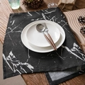 Rectangular black cotton linen placemat featuring white marble texture for table decor - 40*60cm / Black Marble
