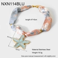 Spécifications de taille du pendentif étoile de mer en émail bleu avec ruban de soie - Bleu (NXN114BLU)