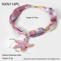 Détail d'un collier en cordon de soie multicolore avec pendentif étoile de mer doré - Violet (NXN114PL)