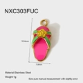 Detail view of pink flip-flop pendant with dimensions 18.4mm by 7.9mm in stainless steel - Fuchsia Flip Flop Pendant (NXC303FUC)