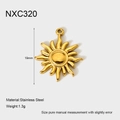 Makroaufnahme des 19mm Edelstahl Sonnenanhängers mit 18K Vergoldung und Maßen - Sonnenrelief Stil (NXC320)