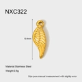 Detailansicht von 18K vergoldetem Edelstahl-Flügelanhänger mit den Maßen 19,4mm x 0,8g - Goldene Feder Stil (NXC322)