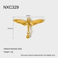 Detailansicht Goldener Libellenanhänger mit Glocke, 30mm x 22,8mm aus rostfreiem Edelstahl - Glockenlibelle Stil (NXC329)